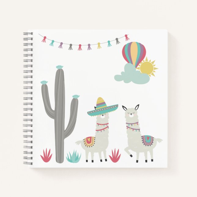 Carnet Llamas Cactus Chaud Air Balloon (Devant)