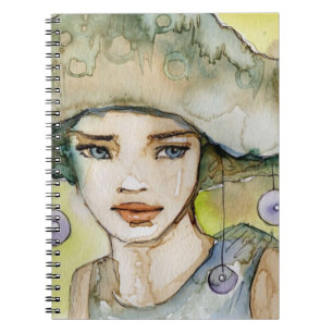Carnet llustration d'une belle, sensible fille