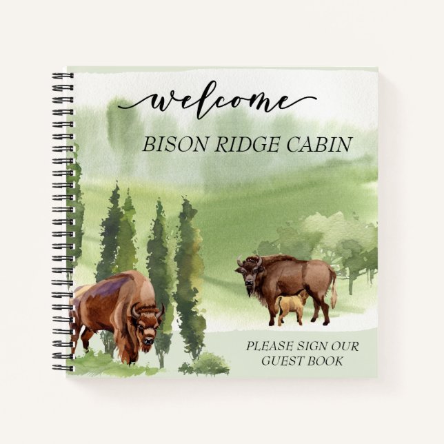 Carnet Location de cabine de bison aquarelle de bienvenue (Devant)