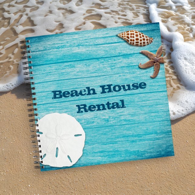 Carnet Location de maison de plage Coquillages en bois bl (Créateur téléchargé)