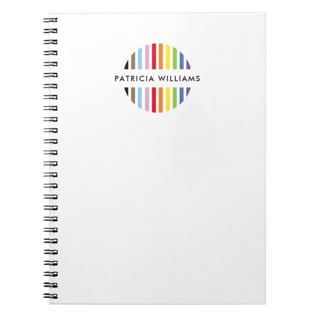 Carnet LOGO À RAYURES MINIMALES MODERNES Fierté arc-en-ci (Devant)