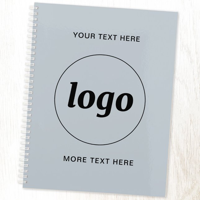 Carnet Logo avec texte et code QR promotionnel Business (Logo with custom text and QR code business promotional dusty pastel powder blue custom notebook)