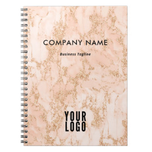 Carnet Logo commercial d'entreprise en marbre or rose