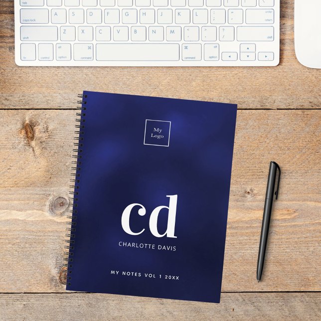 Carnet Logo commercial initial monogramme blanc bleu mari (Créateur téléchargé)