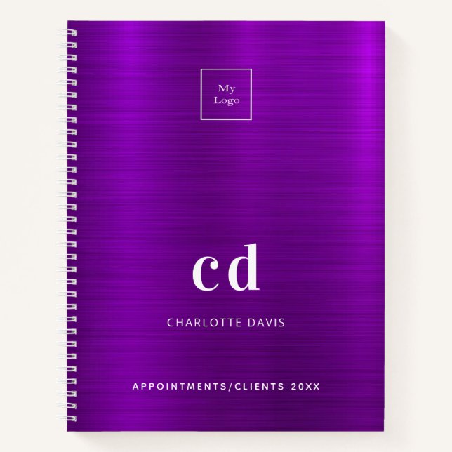 Carnet Logo commercial violet monogramme (Devant)