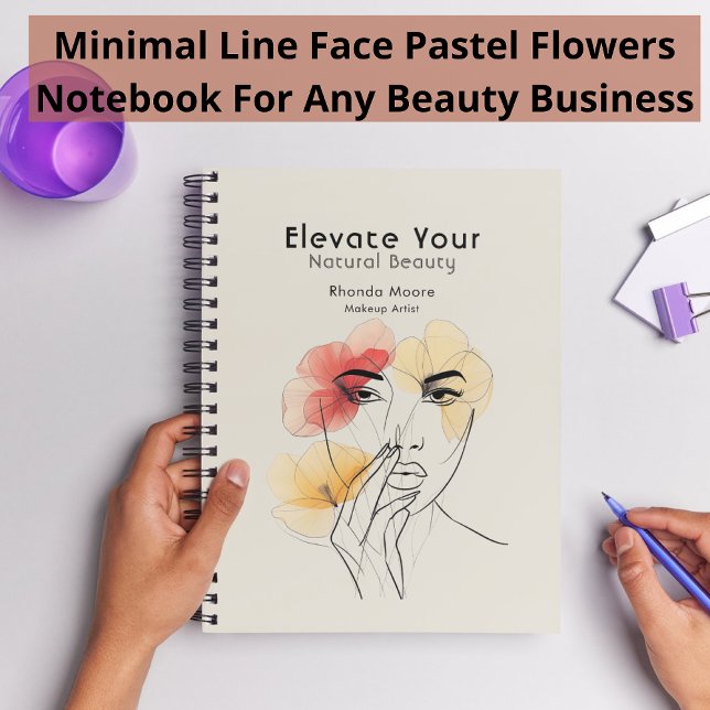 Carnet Logo de beauté fleurs visage ligne d'art minimal (Créateur téléchargé)