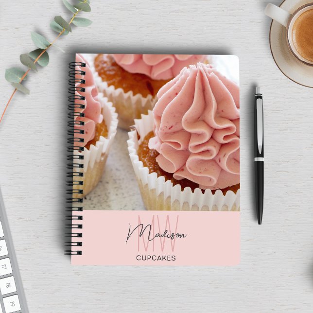 Carnet Logo de boulangerie à monogramme Photo Rose (Bakery Monogram Logo Photo Pink Notebook)