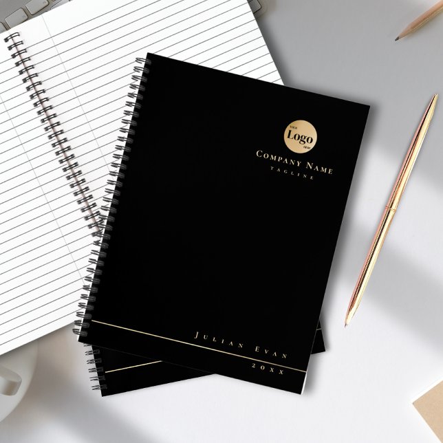 Carnet Logo de la société professionnelle Black Gold en s (Professional Black Gold Company Logo Spiral Notebook)