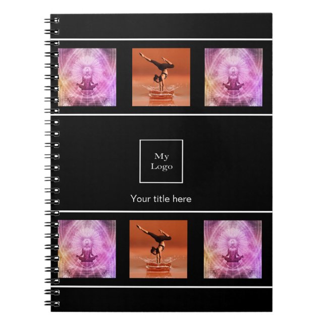 Carnet Logo de l'entreprise photo collage noir blanc (Devant)