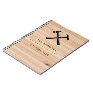 Carnet Logo de marteau en bois rustique pour entrepreneur