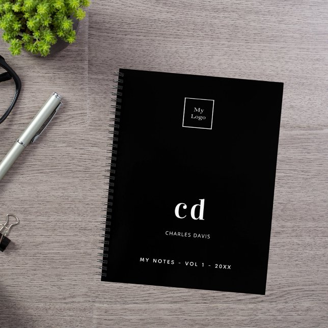 Carnet Logo de nom monogramme noir blanc entreprise (Créateur téléchargé)