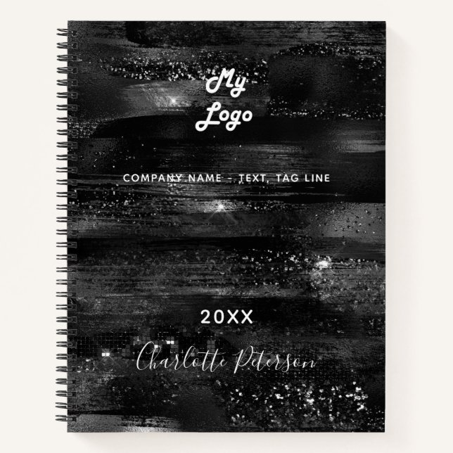 Carnet Logo de nom rustique noir pour entreprise (Devant)
