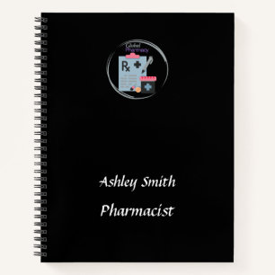 Carnet Logo de pharmacie noire élégant minimaliste