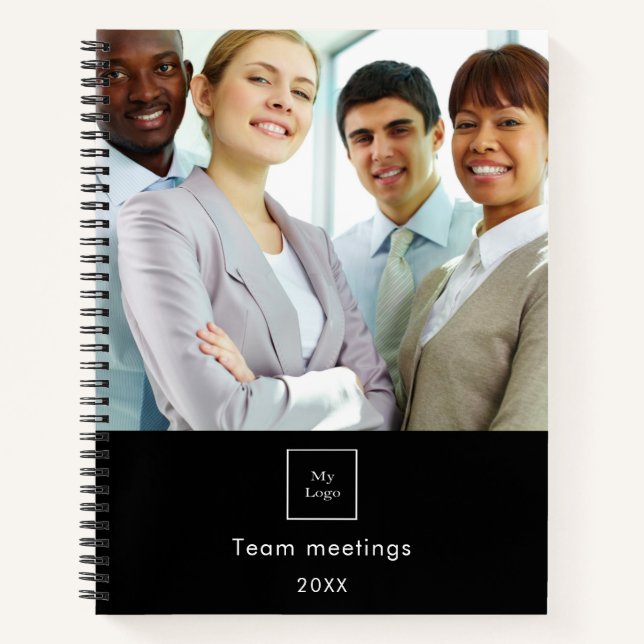 Carnet Logo de photo d'entreprise noir blanc code QR d'éq (Devant)