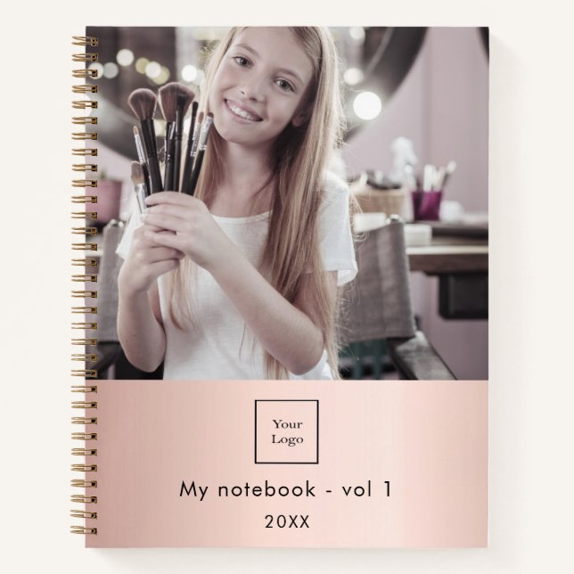 Carnet Logo de photo d'entreprise rose gold maquilleuse (Devant)