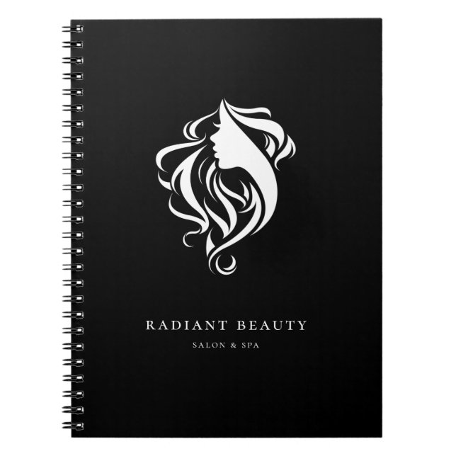 Carnet Logo de salon de coiffure moderne silhouette fémin (Devant)