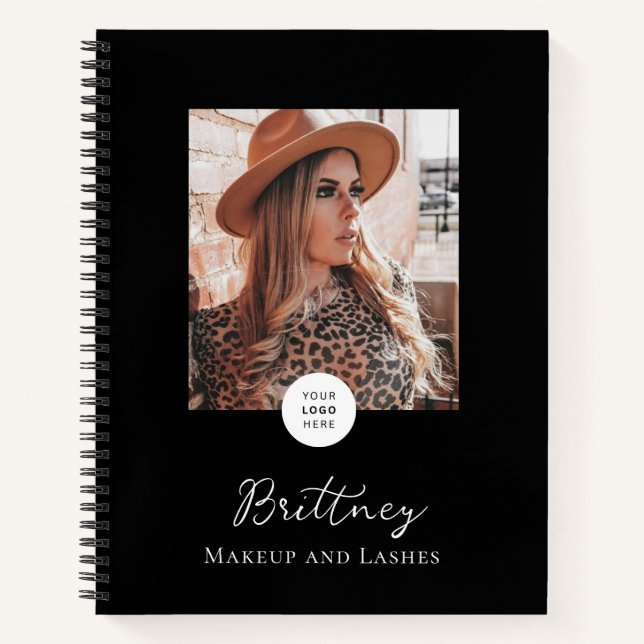 Carnet Logo de script noir blanc Photo Maquillage Personn (Devant)