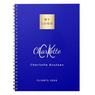 Carnet Logo de société à monogramme bleu royal