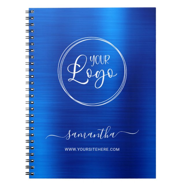 Carnet Logo de société blanc avec feuille d'aluminium ble (Devant)