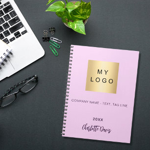 Carnet Logo de société de script de nom rose