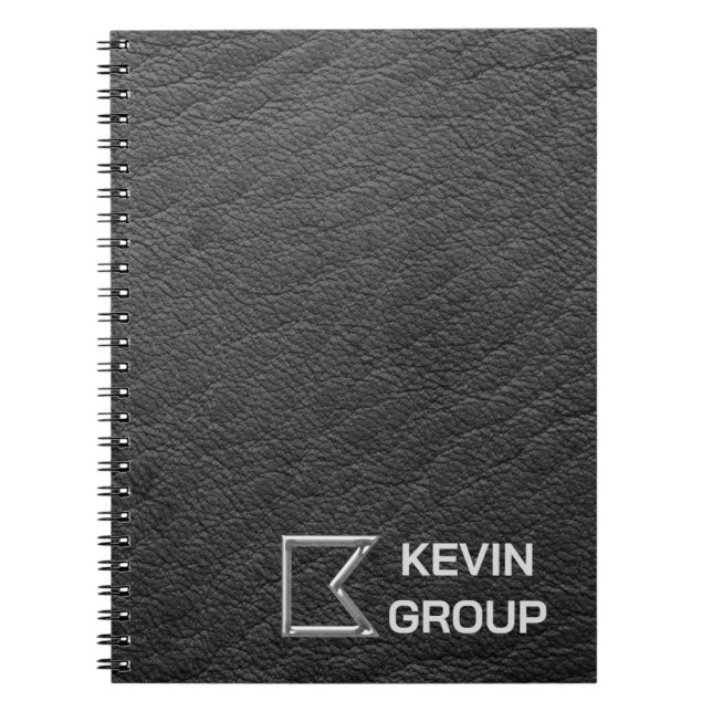 Carnet Logo de société en cuir noir simulé (Devant)
