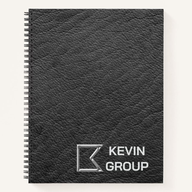 Carnet Logo de société en cuir noir simulé (Devant)