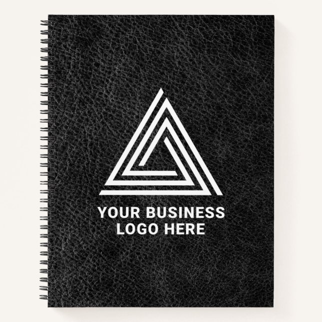 Carnet Logo de société moderne en faux cuir noir (Devant)