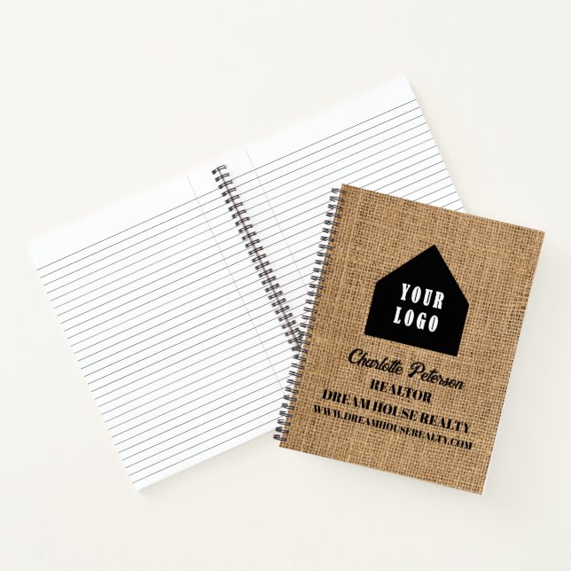 Carnet Logo de toile de jute rustique Agent immobilier Ag (Intérieur)