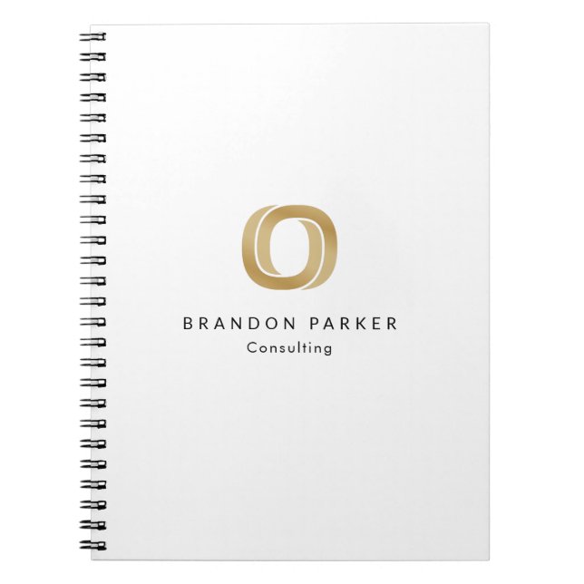 Carnet Logo d'entrepreneur professionnel simple en or (Devant)