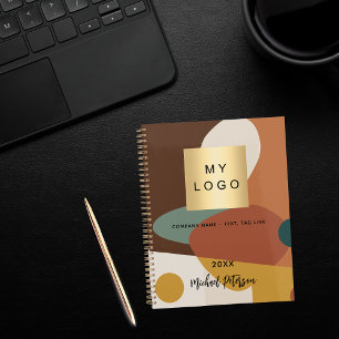 Carnet Logo d'entreprise à motif rétro orange marron