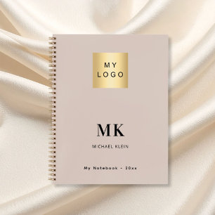 Carnet Logo d'entreprise avec initiales monogramme beige