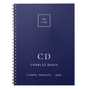 Carnet Logo d'entreprise avec monogramme blanc sur fond b