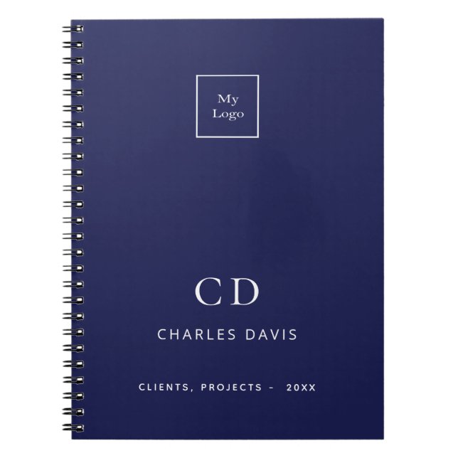 Carnet Logo d'entreprise avec monogramme blanc sur fond b (Devant)
