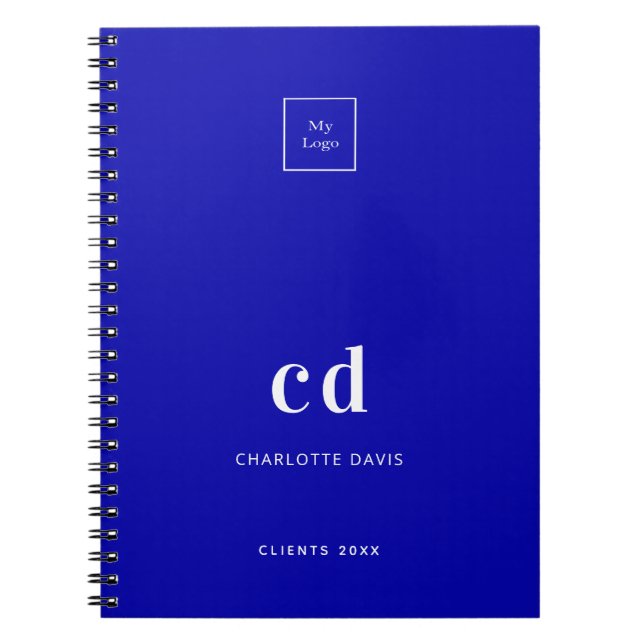 Carnet Logo d'entreprise avec monogramme bleu royal (Devant)