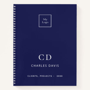 Carnet Logo d'entreprise avec monogramme initial en blanc
