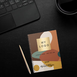 Carnet Logo d'entreprise de motif rétro orange marron