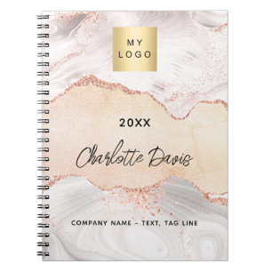 Carnet Logo d'entreprise élégant en or rose agate