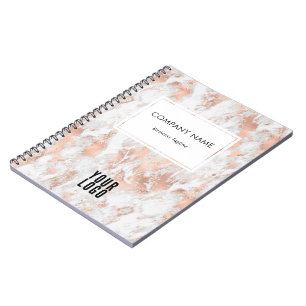 Carnet Logo d'entreprise Élégant Marbre Rose Gold Promoti