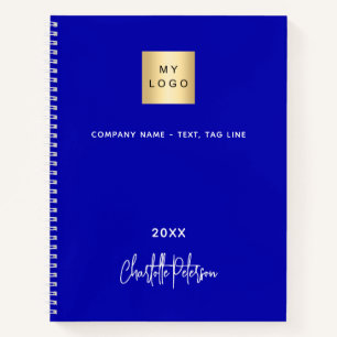 Carnet Logo d'entreprise en monogramme bleu Royal