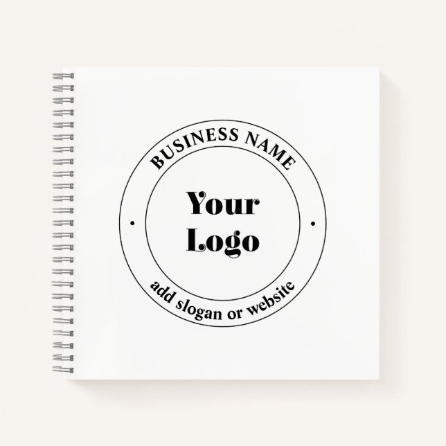 Carnet Logo d'entreprise et texte promotionnel | Blanc (Devant)