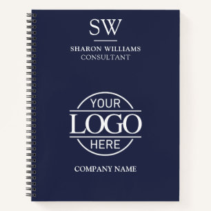 Carnet Logo d'entreprise Marine Blue Monogramme initial