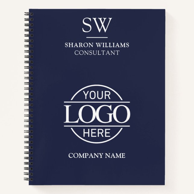 Carnet Logo d'entreprise Marine Blue Monogramme initial (Devant)