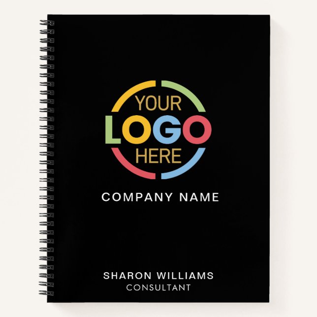 Carnet Logo d'entreprise moderne Noir Monogramme initial (Devant)