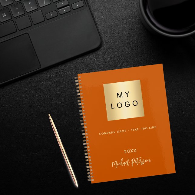 Carnet Logo d'entreprise monogramme élégant orange brûlé (Créateur téléchargé)