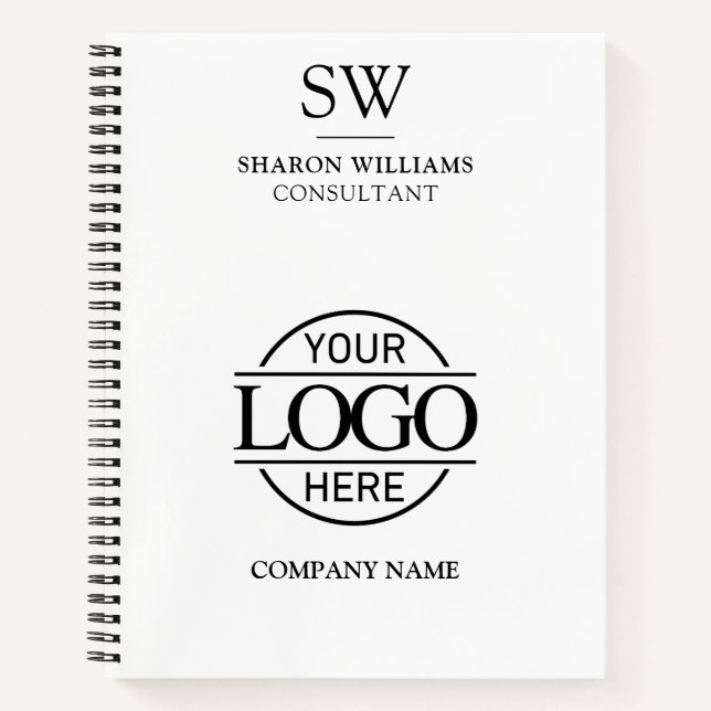 Carnet Logo d'entreprise Noir et Blanc Monogramme Noteb i (Devant)