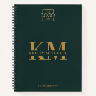 Carnet Logo d'entreprise personnalisé Monogramme vert sur