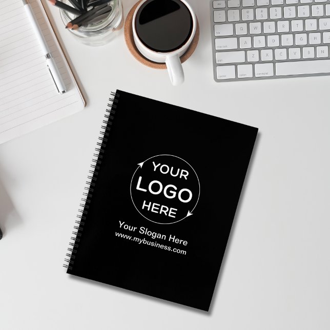 Carnet Logo d'entreprise personnalisé noir et blanc (Black and White Custom Business Logo Notebook)