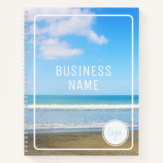 CARNET LOGO D'ENTREPRISE PHOTO DE PLAGE SABLE MER BLEUE C (Devant)