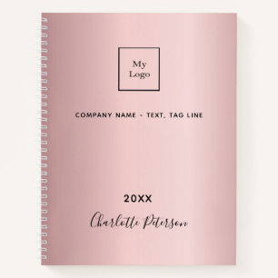 Carnet Logo d'entreprise rose gêné monogramme élégant