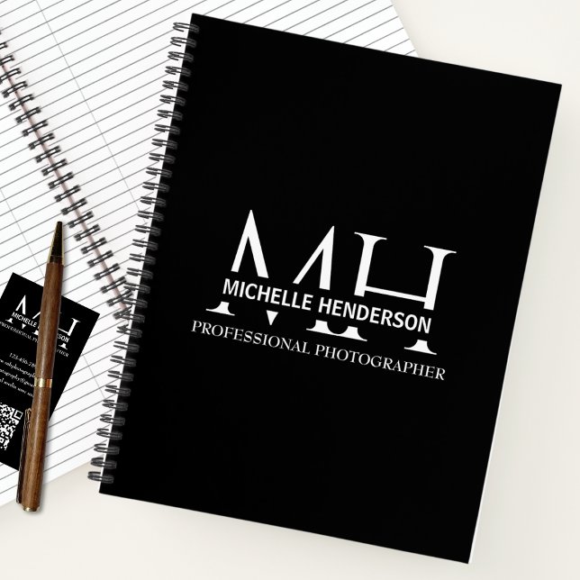 Carnet Logo d'entreprise simple noir et blanc moderne (Créateur téléchargé)